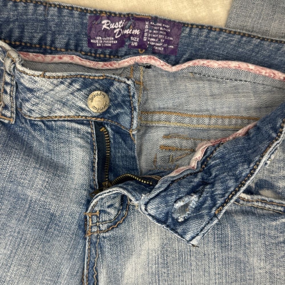 Rustic Denim Blue Jean‎ Capris Jeans White Wash - Picture 7 of 7